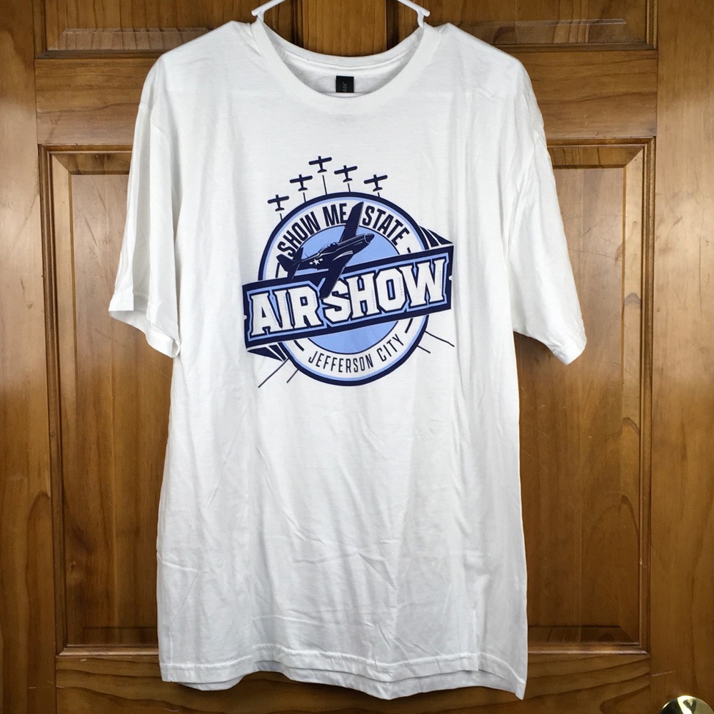 Show Me State Air Show Jefferson City MO Graphic T-Shirt Lg Aviation Americana